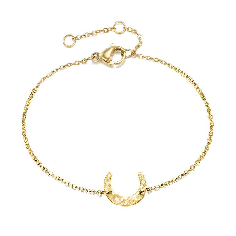 Hammered Moon Charm Bracelet